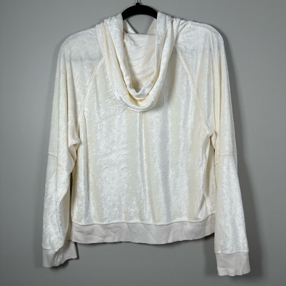 Stateside Medium Cream Velour Hoodie Hooded Sweatshirt - Picture 2 of 4